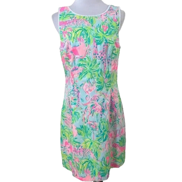 NWT Lilly Pulitzer Mila Shift Dress Sea Salt Blue on Parade 29750 Wildlife 16 XL - Picture 4 of 11